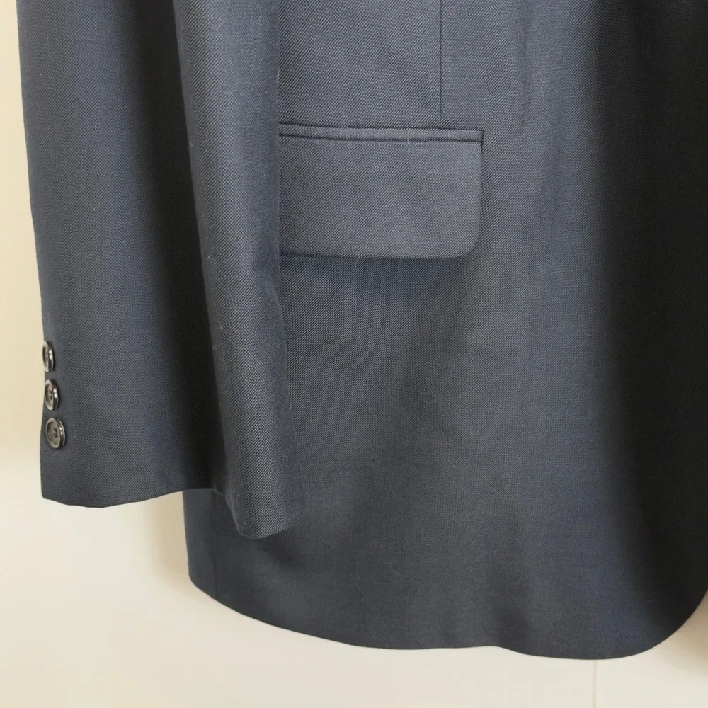 Bert Pulitzer Mens 48L Navy Blue Wool Blend Two Button Blazer Sport Coat
